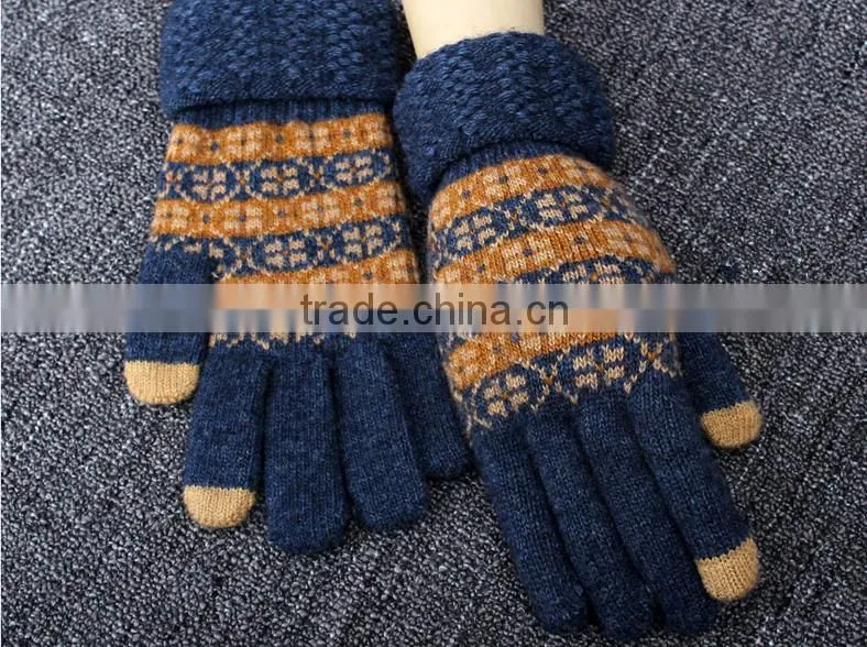 Hot Gift For Christmas 2015 Special Knitted Touch Screen Gloves For Men