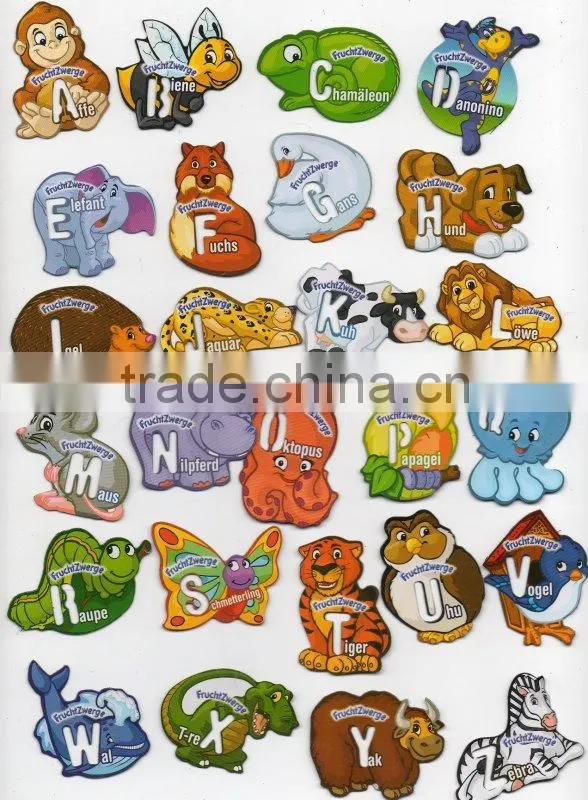 custom cartoon alphabet 3d pvc fridge magnet sticker