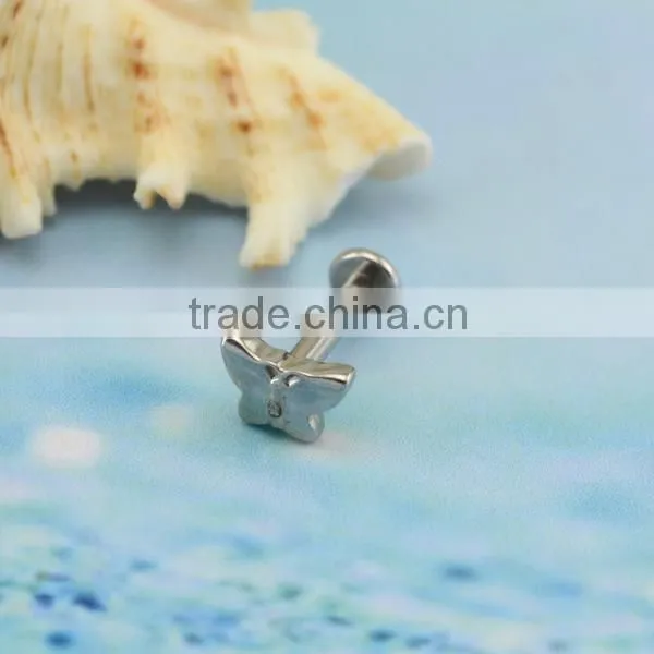 Custom Butterfly Shaped Lip Piecing Studs Fashion Body Piercing Jewelry Internally Thread Labrets Rings