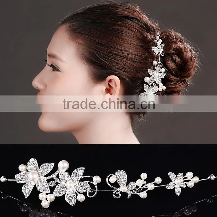 small quantity knot hair bows girls elastic hair band with beads