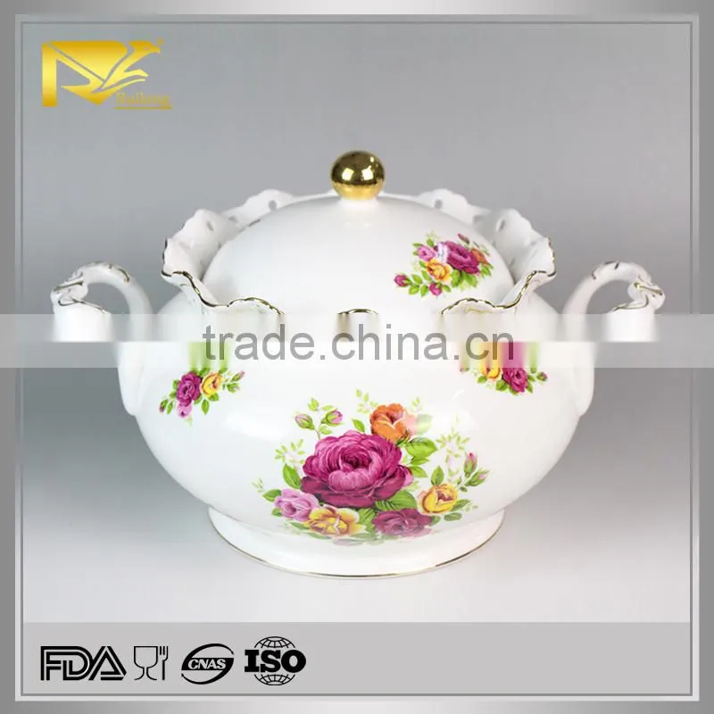 China supplier ceramic soup bowl with handle