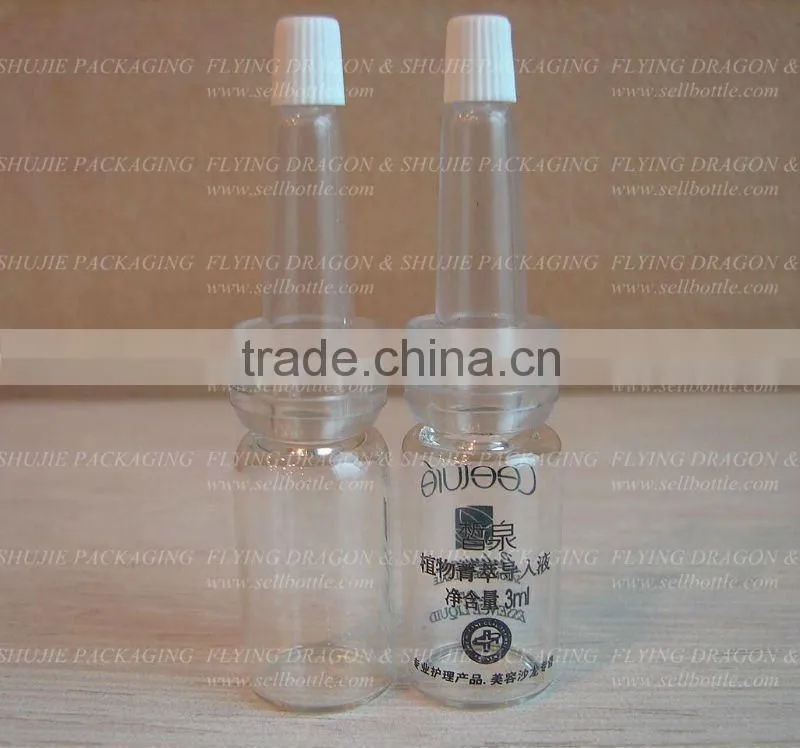 Round bottom Glass vial with conic dropper, for serum bottle use