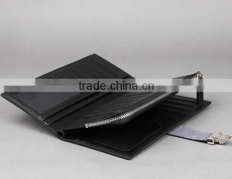 Lastest black leather metal chain wallet and purse for men