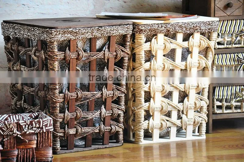 9 hand woven - pastoral style - solid - wooden dirty clothes basket - dirty clothes barrel - storage basket basket