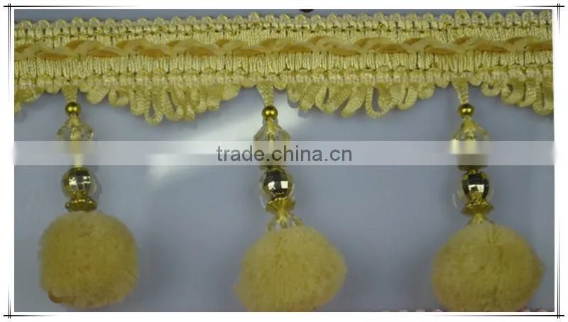 tassel fringe for curtain decorative tassel fringe with pom-pom