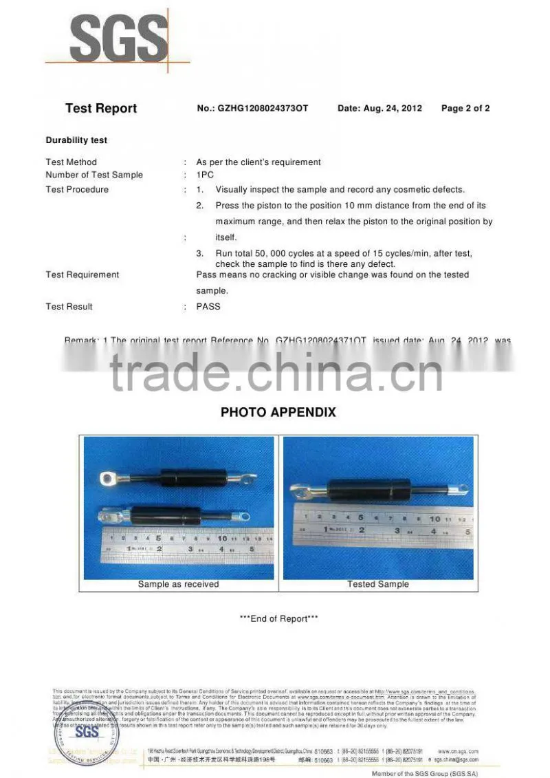 stainless steel gas springs/gas struts/lifts