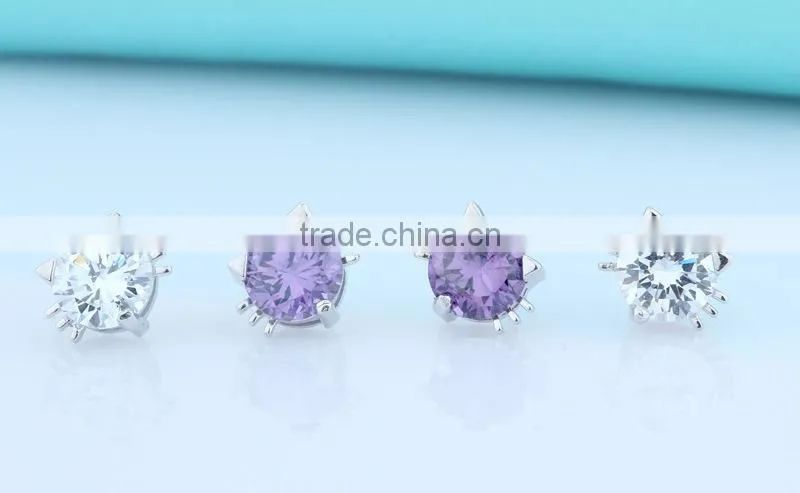 Cat shaped jewelry Austria crystal 925 sterling silver jewelry set