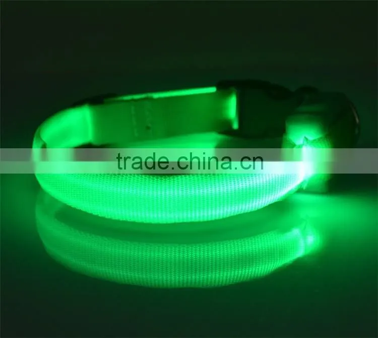 Small Scale Safety 18-28cm Pet Dog Collar LED Nylon Light-up Flashing Leash Glow for Dogs