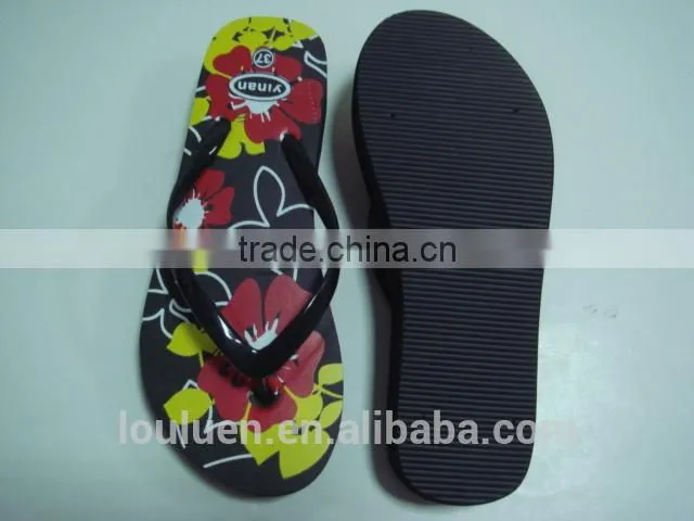 663 LOULUEN Custom EVA Ladies Flat Slippers Wedge Flip Flops For Women With Logo