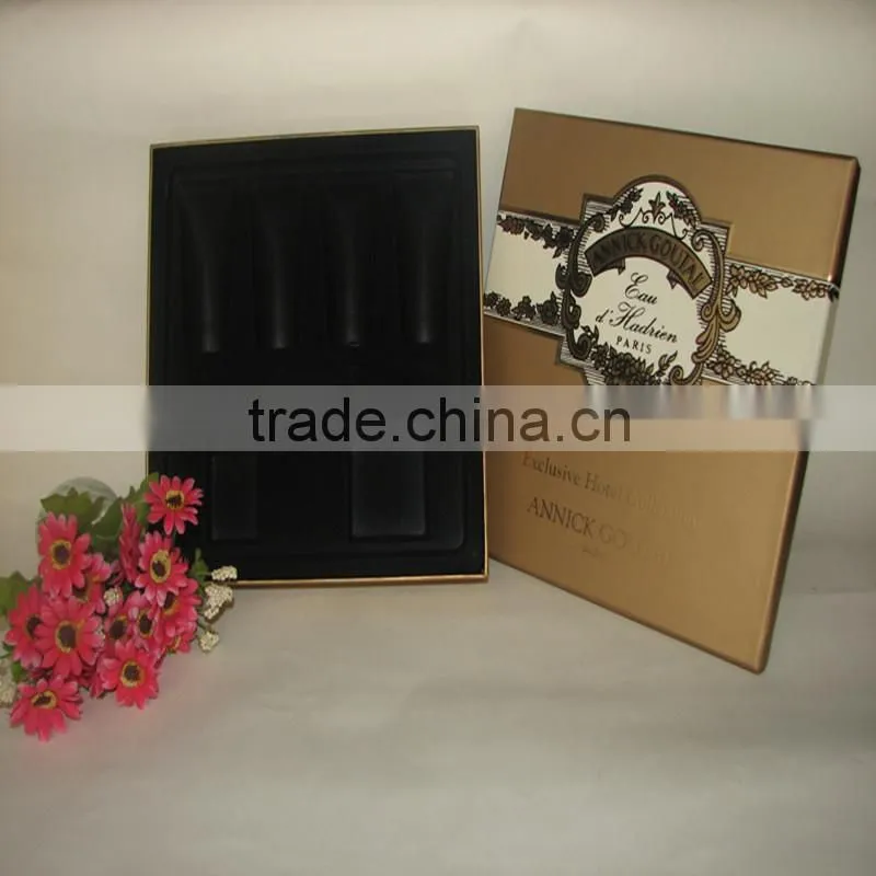 classical elegant brown gold stamping cosmetic box wholesale