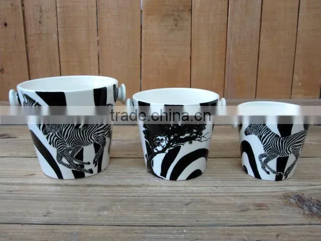 Modern Zebra Decal Ceramic Vase for Decoration