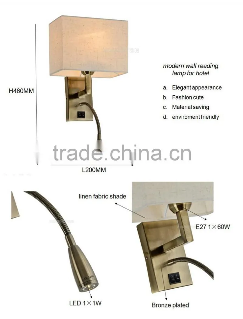 contract Bronze plated hotel bedside wall lamp,Bronze plated hotel bedside wall lamp,bedside wall lamp WL1089
