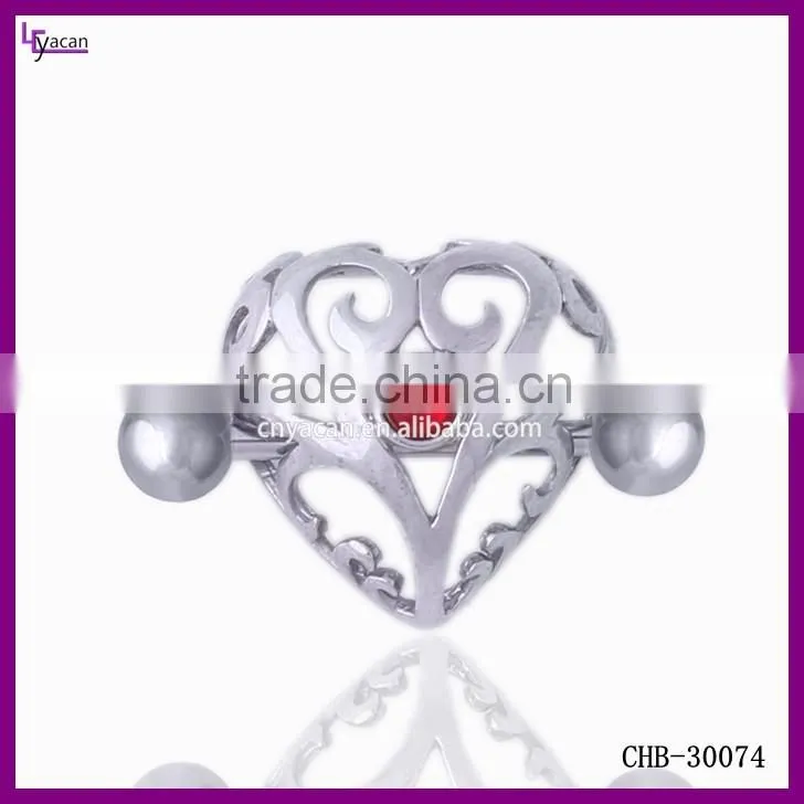 Body Jewelry Shop Rhinestone Heart Large Shape Gauge Nipple Rings