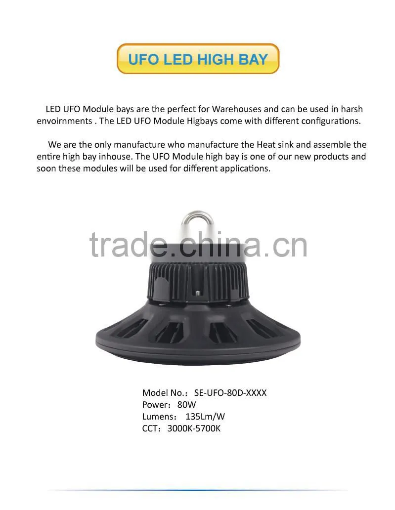 Profession Industrial Lighting UFO LED High Bay Light 80W