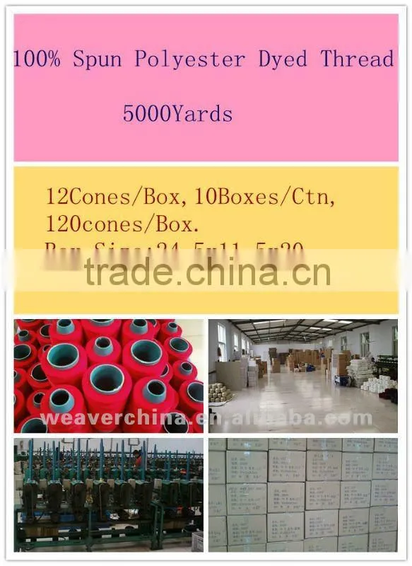 5000yards dyed 100% polyester sewing thread