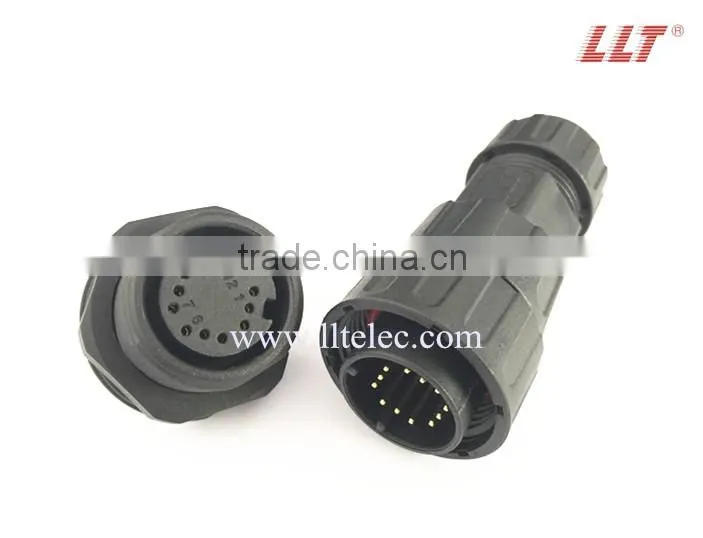 12 pole front panel mount female pin waterproof cable connector