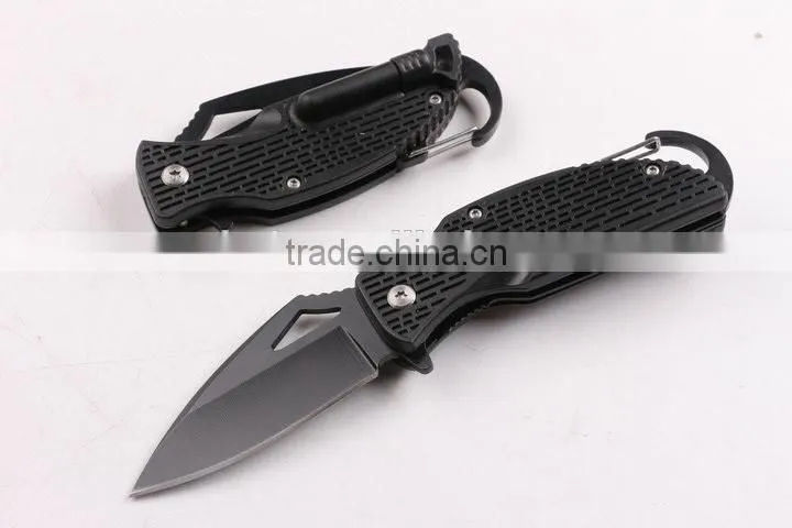 OEM multifunctional pocket camping knife with fire starter