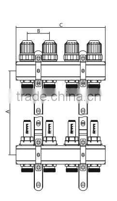 ART.5006 wholesale forged CW617n material central underfloor heating system brass manifold accessories flow meter manifold