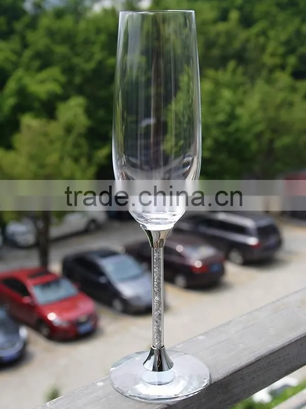 Custom creative fashion personality round goblet wine glass silver leaf glass for party wendding