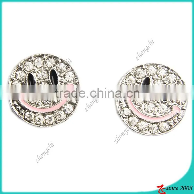 Zinc Alloy Metal Silver Bow Slide Charm With Clear Crystals