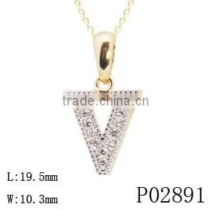 Wholesale New Custom Design Letter Charms Silver Alphabet Pendant Necklace