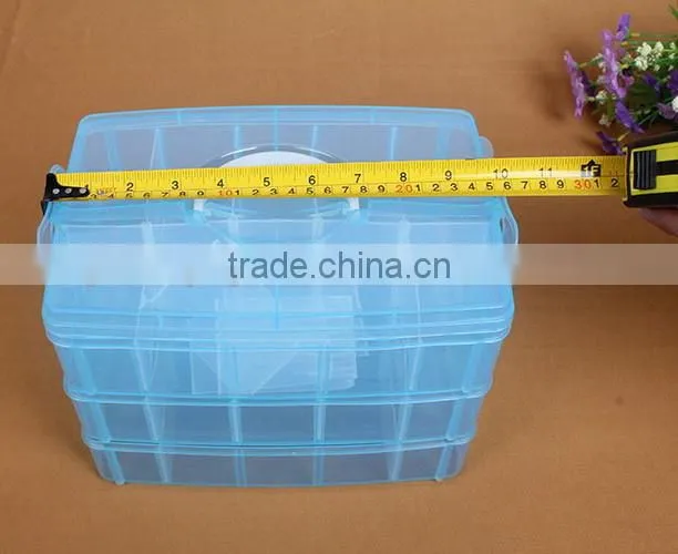 25*18.7*17cm Three Layers 30 Compartments Jewelry Adjustable Plastic Storage Box Jewelry Earring Bin Case Container