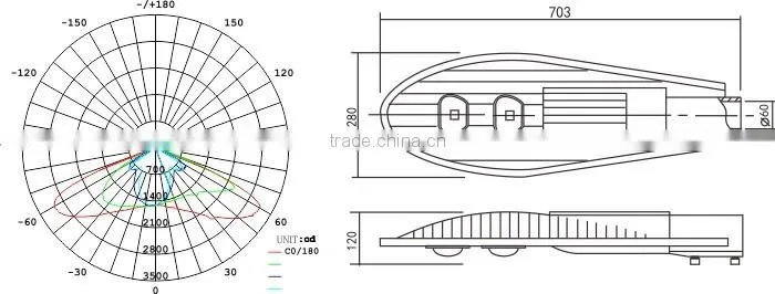 10W-280W cob led street lamp CE GS CB 3 /5 years warranty led street light 30w