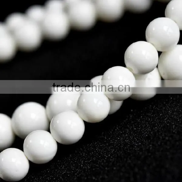 6mm natural round solid white agate loose beads