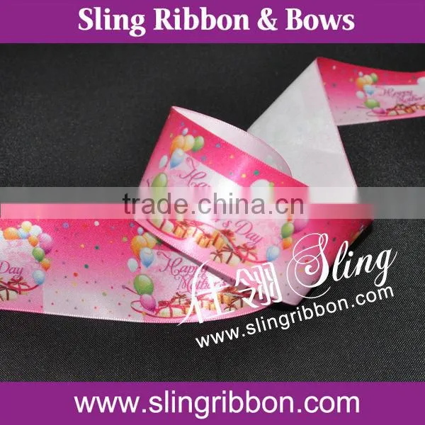 Custom Happy Mother's Day Printed Polyester Satin Ribbon