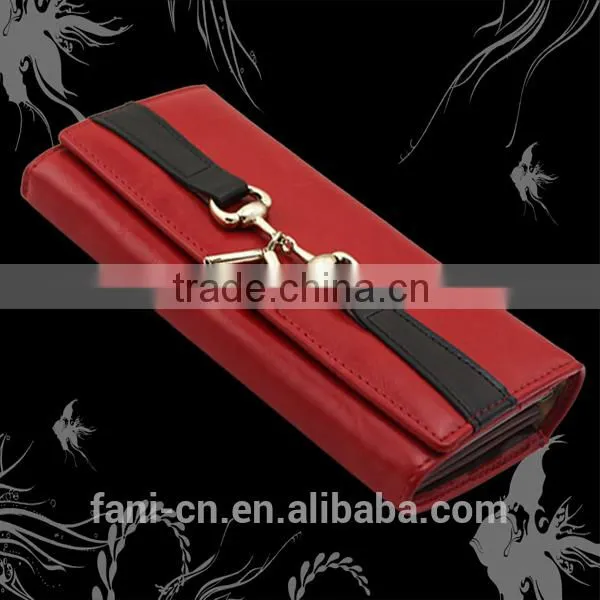2015 hot selling PU leather wallet with fancy metal design for women or girls