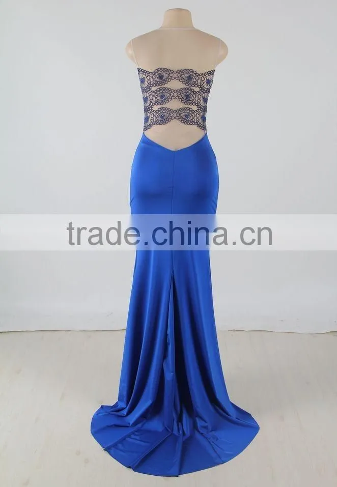 Unique design long evening dress with a train fashion ladies prom dress long