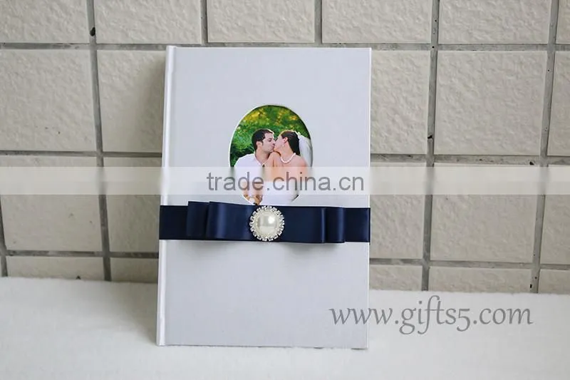 Wedding Guest Books with silk cover and ribbon
