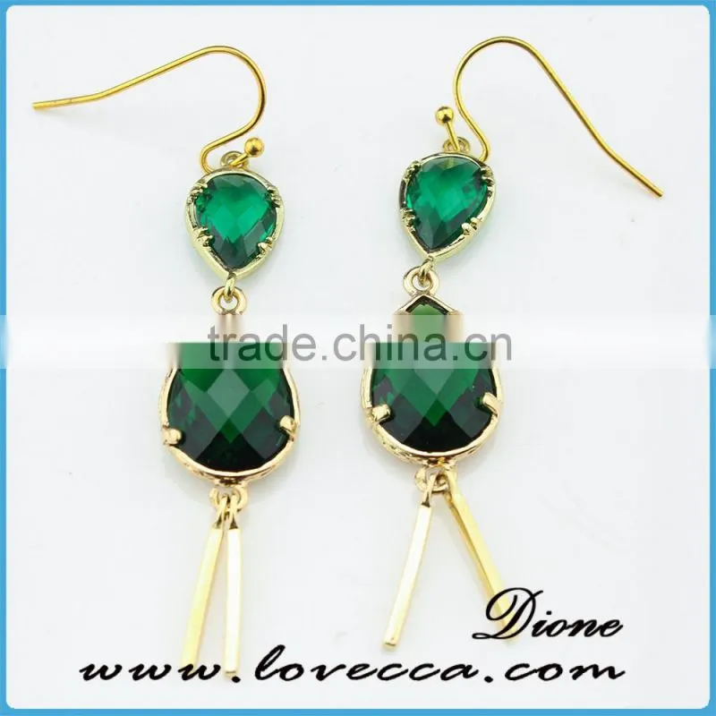 Mixed Faceted Crystal Glass Gem stone Earrings Charm Long Drop earring