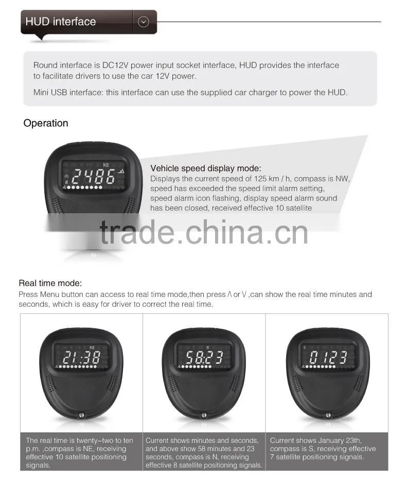 A1 GPS Head Up Display A1 GPS HUD OBD-II HUD Head Up Display Apply for All Cars in the World