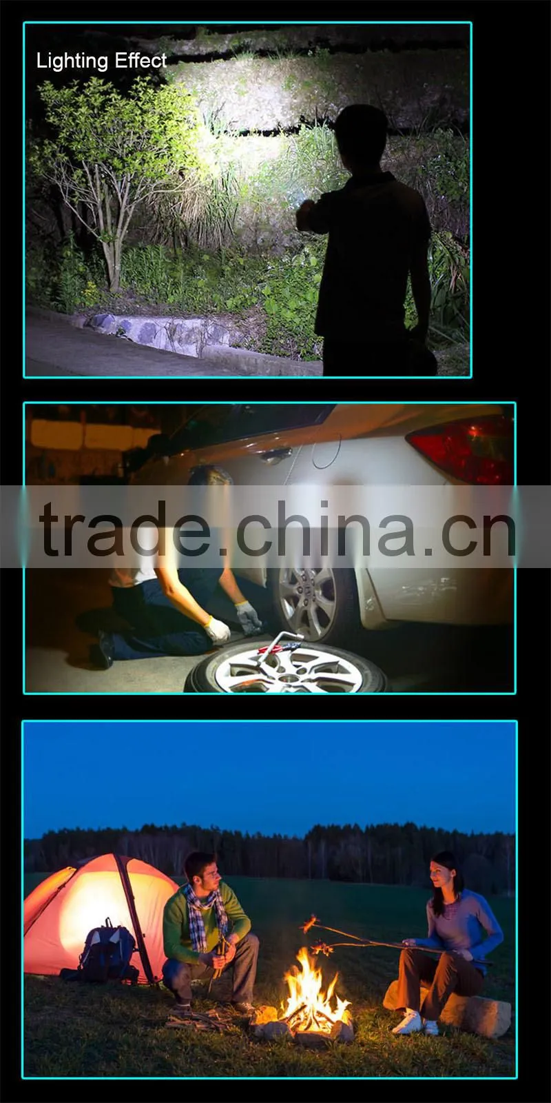 360 pivoting car portable emergency light, powerful COB work light with magnet base & rugged hook
