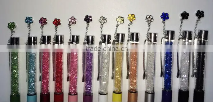 Promotional crystal pen with crystal flower shape pendant promtional gift