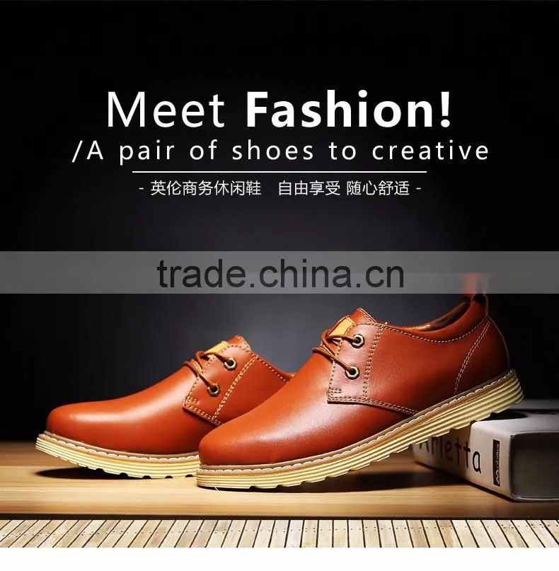 2016 new popular men's comfortable breathe freely low recreational leather shoes