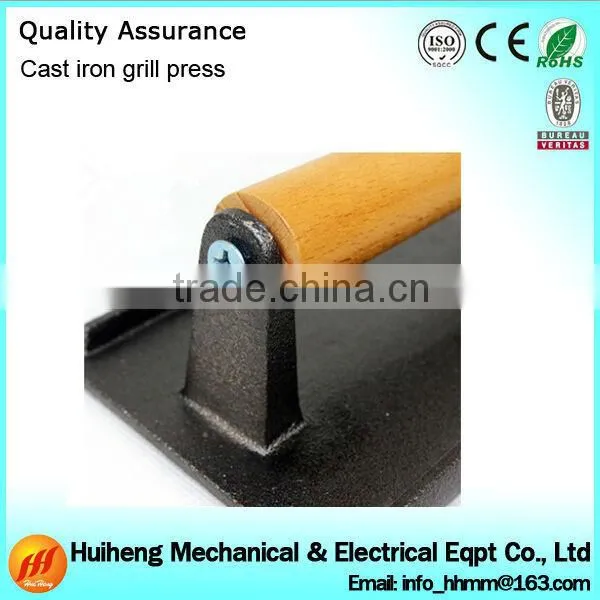 Wood Handle Cast Iron Grill Press