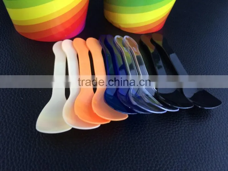 high quality beige idividual wrapped plastic ice cream spoon