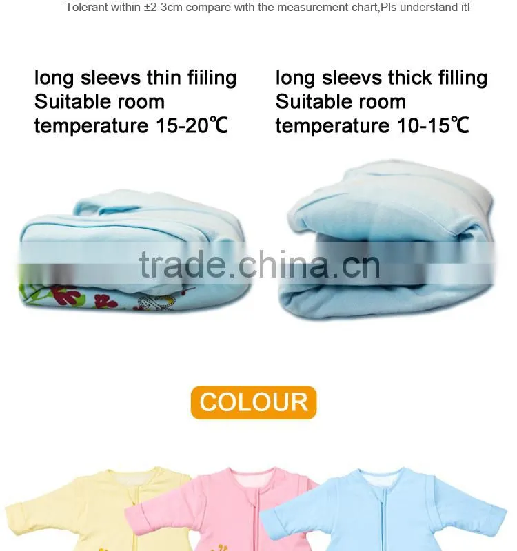 100% cotton anti kicking infant child foot sleeping bag thick filling for autumn and winter pink style