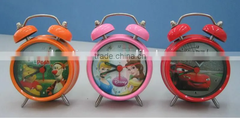 2014 new design cute twin bell table clock with home decoration