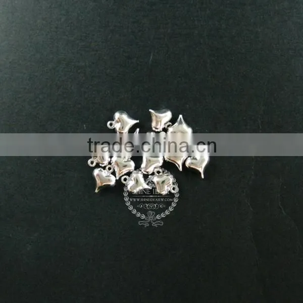 8*10mm rhodium plated brass heart shape pendant charm DIY jewelry 1820275