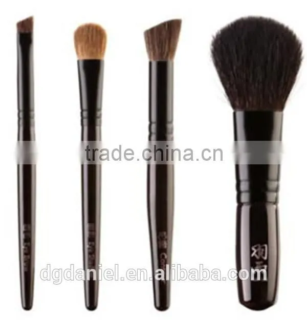 Origninal 4pcs make up brush sets Nylon hair goat hair brush black wood handle