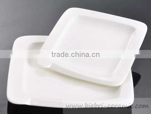 Restaurant Hotel Pure White Porcelain Square Plates Bowls Dinner Sets
