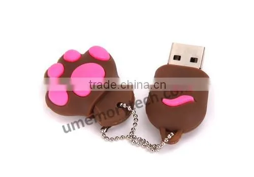Cheap 8GB-32GB Thumb Flash Drive paw shaped USB flash memory
