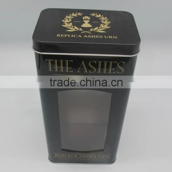 trophy cup embossing tin box with PVC window lid custom printed tin box wholesale