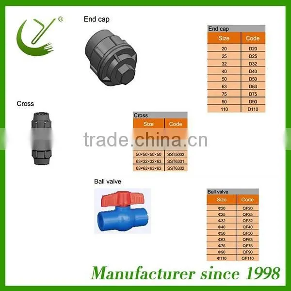 Factory selling PP Compression Fittings Tee, Elbow,Coupler,etc for Irrigation