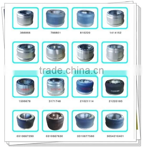 Steel rear wheel brake drum for volvo heavy duty truck parts