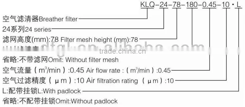 OEM DFFILTRIFactory KLQ-24 Hydraulic Breather Air Filter