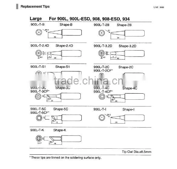 Hakko Solder Station Tips 900L-T-3.2D